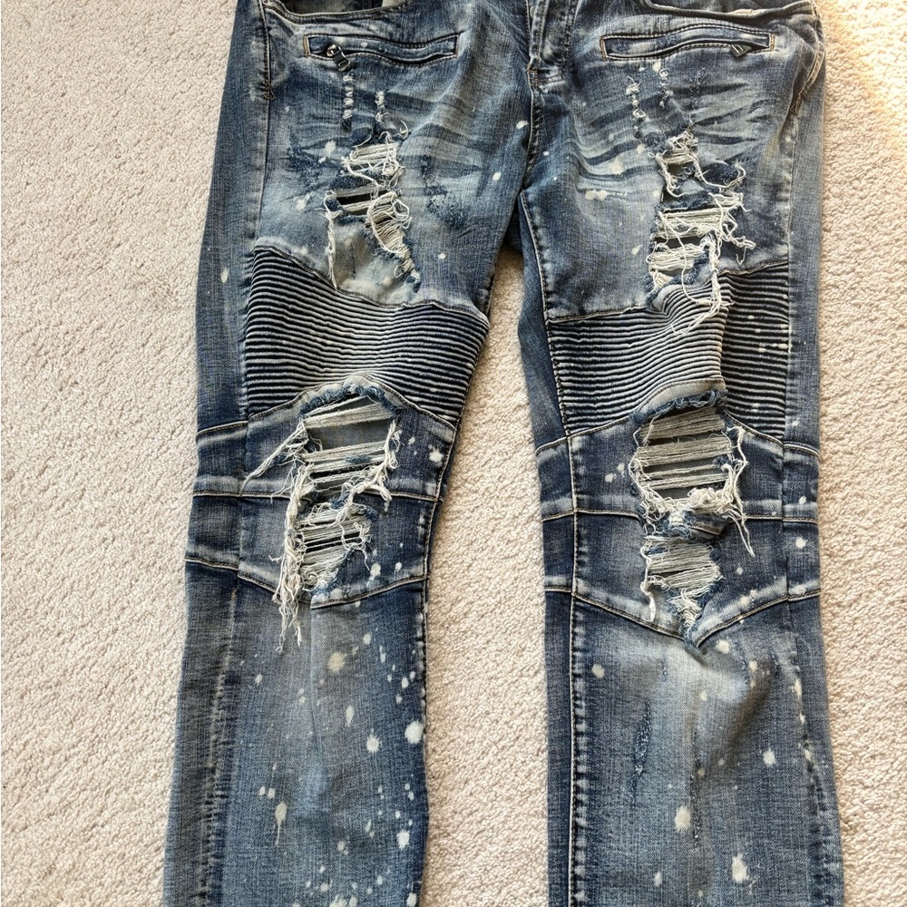 DOPE Men's Distressed Blue Skinny Jeans